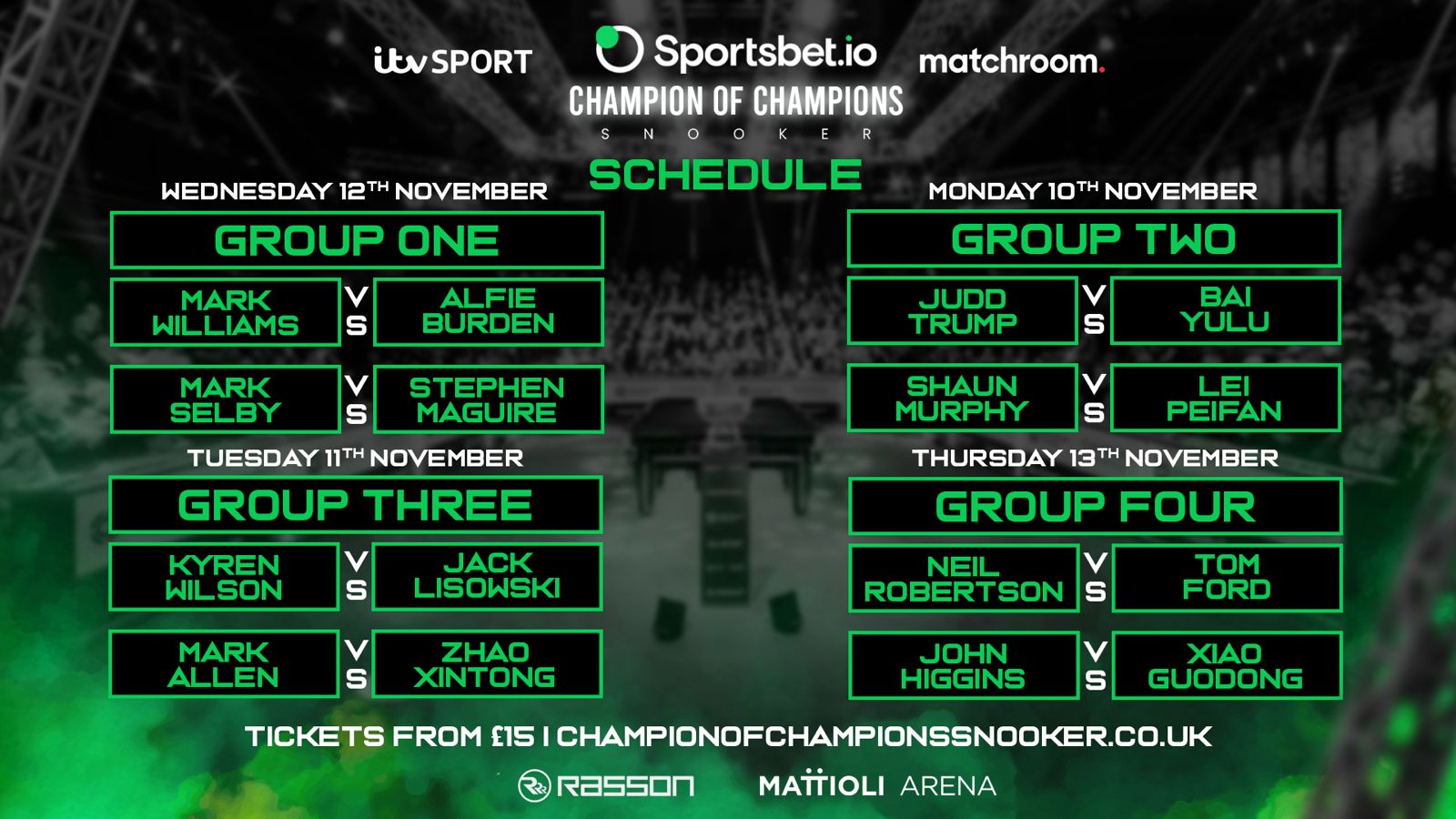 SCHEDULE CONFIRMED FOR THE 2025 SPORTSBET.IO CHAMPION OF CHAMPIONS, 10–16 NOVEMBER